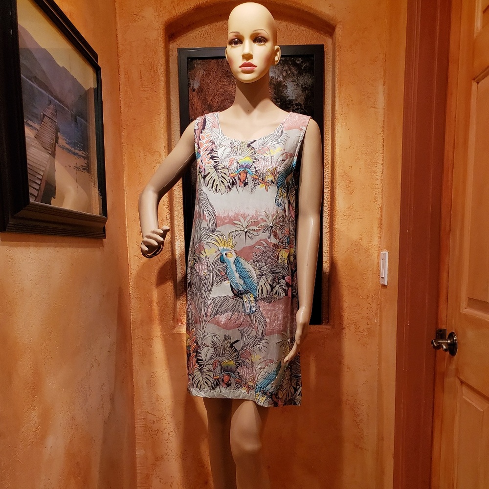 Vintage ISLAND BREEZE beaded,tropical,dress MED